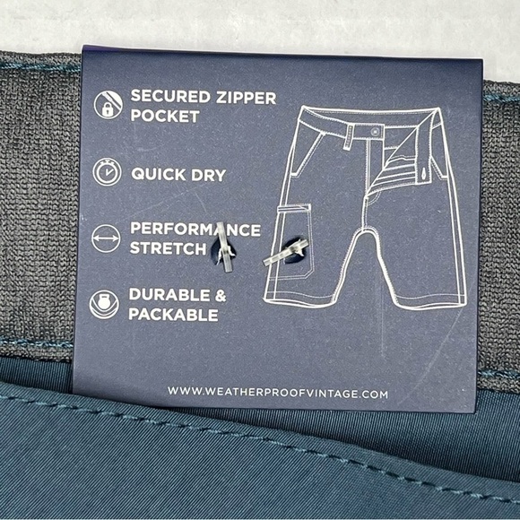 NWT WEATHERPROOF VINTAGE Men's Nylon Stretch Trail Shorts Greyish Blue Size 40 - Picture 13 of 16